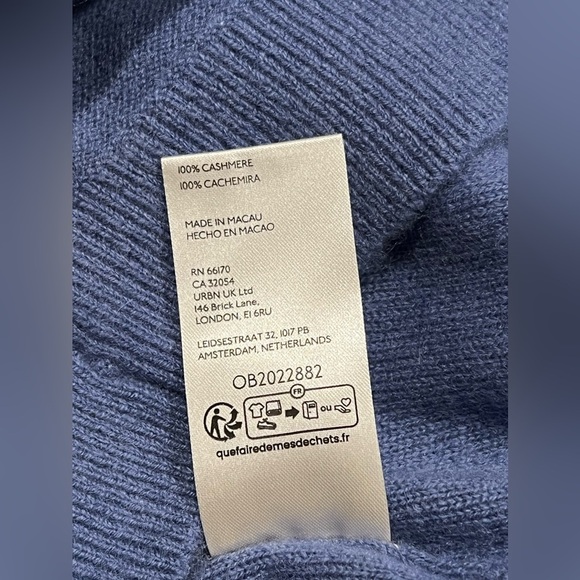 Free People Shirt Womens Annabel 100% Cashmere V Neck Indigo Blue Size Small - Picture 8 of 10